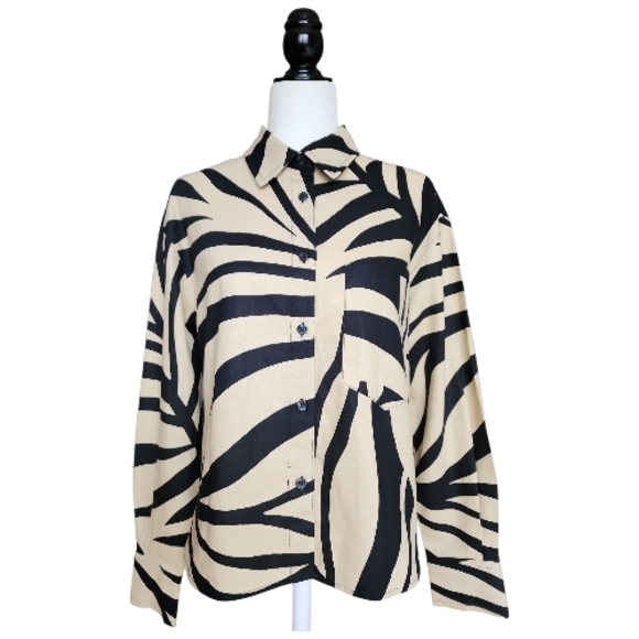 Joie Tops - Joie Black and Cream Patterned Top